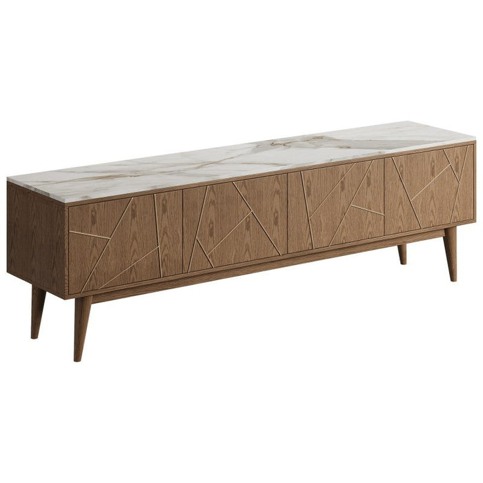 Hudson Sintered Stone Top Wooden 4 Door TV Unit - 2000mm