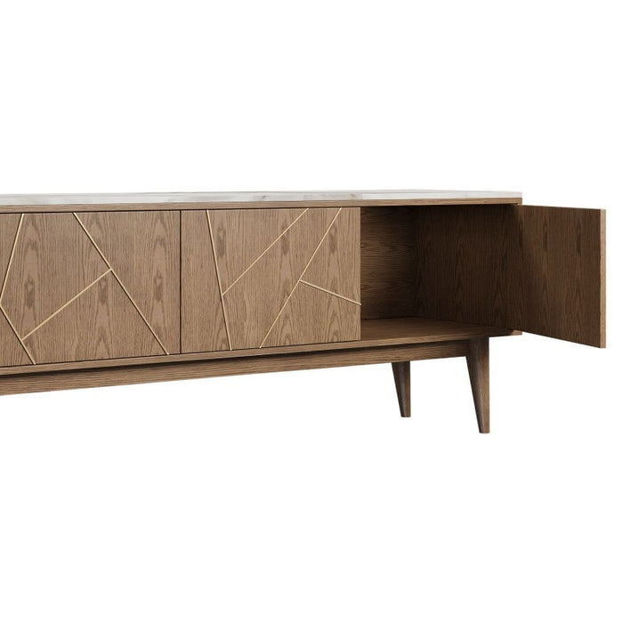 Hudson Sintered Stone Top Wooden 4 Door TV Unit - 2000mm