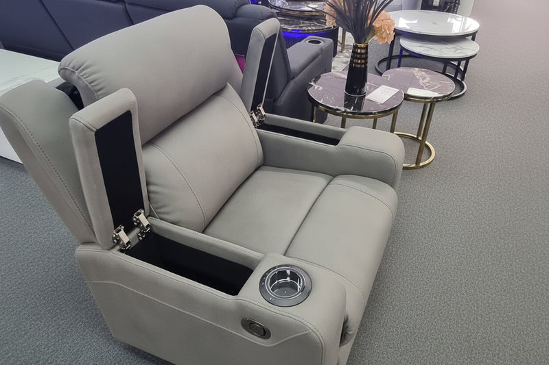 Academy Fabric Grey Power Recliner Armchair Sydney