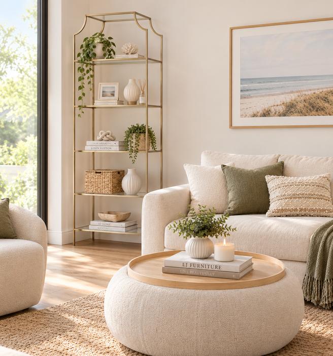 Palladium Brass Iron & Glass Shelf - Living Room