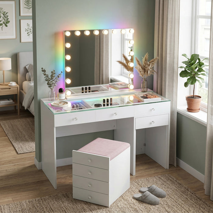 Diana 8 Chest of Drawers Cabinet Dresser White with Mirror
