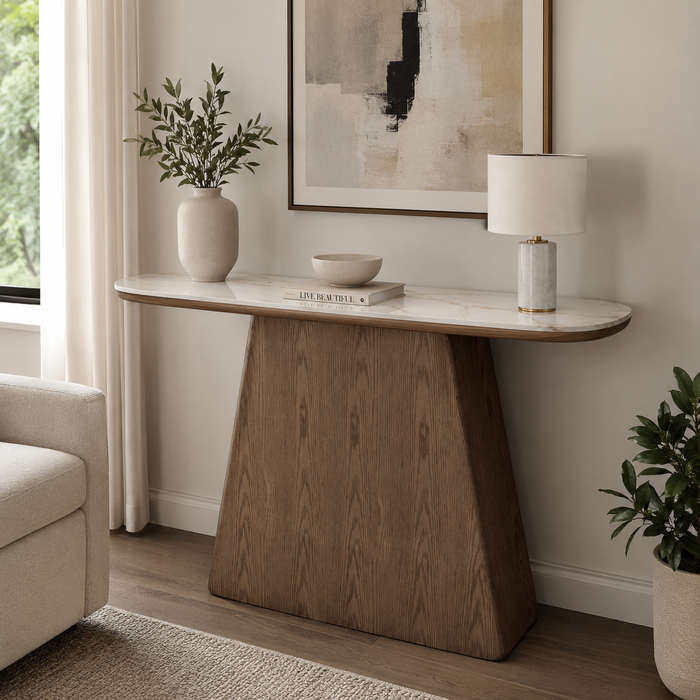 Hudson Sintered Stone Top Wooden Hallway Table 120cm