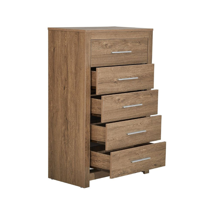 Jason 5 Drawer Dark Oak Tallboy - ASSEMBLED