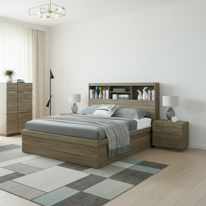 Velora King Side Gas Lift Bed - Oak
