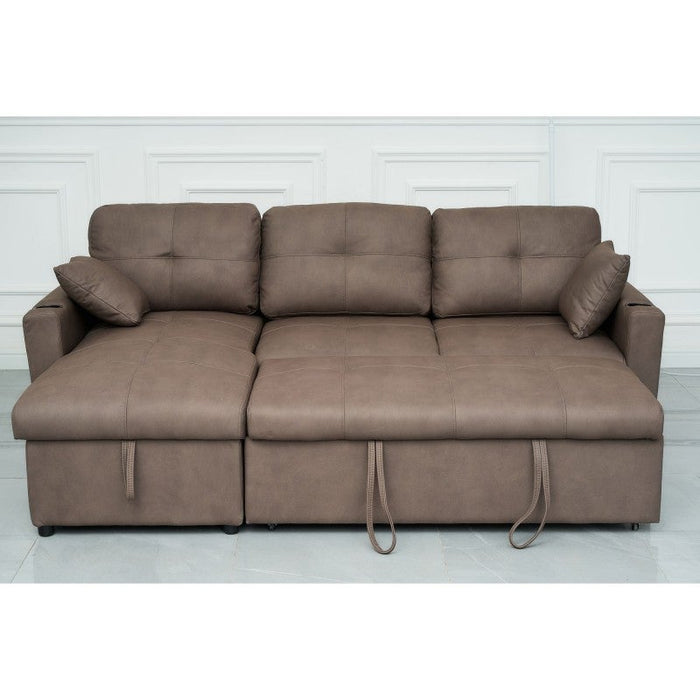 Brown Roma 3 Seater Sofa Bed with Reversible Chaise