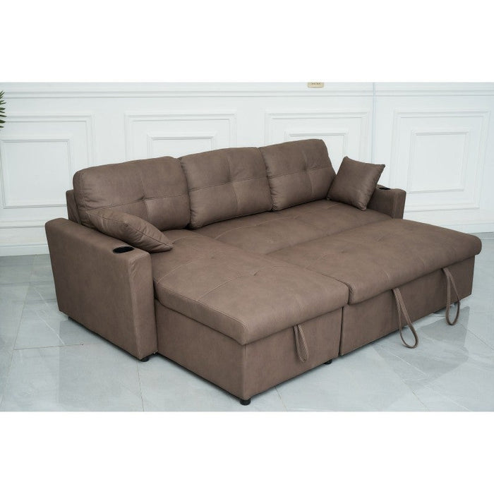 Brown Roma 3 Seater Sofa Bed with Reversible Chaise