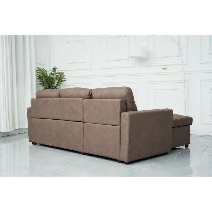 Brown Roma 3 Seater Sofa Bed with Reversible Chaise