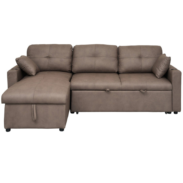 Brown Roma 3 Seater Sofa Bed with Reversible Chaise