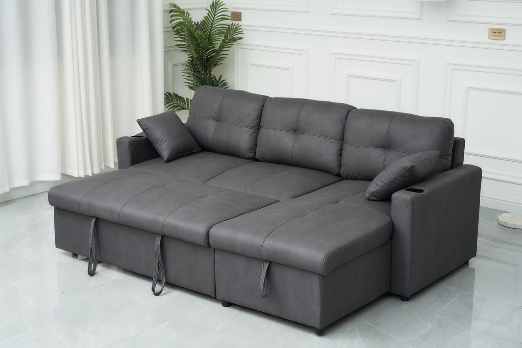 Dark Grey Roma 3 Seater Sofa Bed with Reversible Chaise