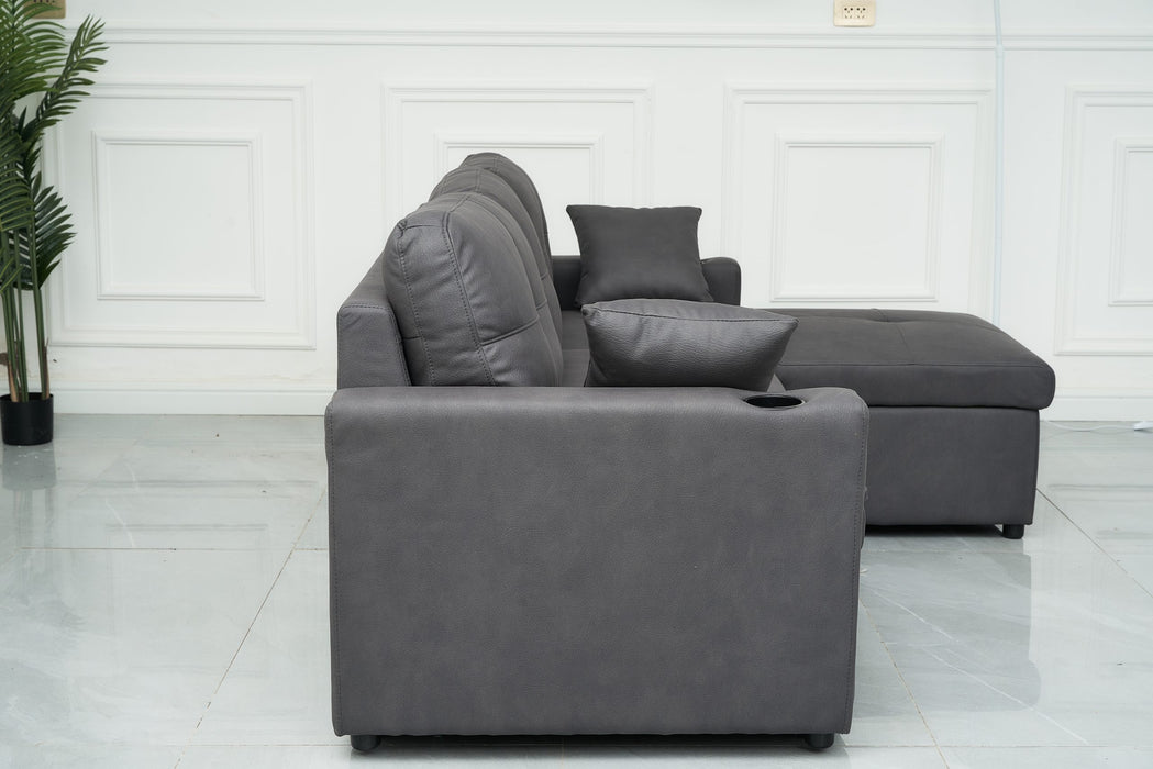 Dark Grey Roma 3 Seater Sofa Bed with Reversible Chaise