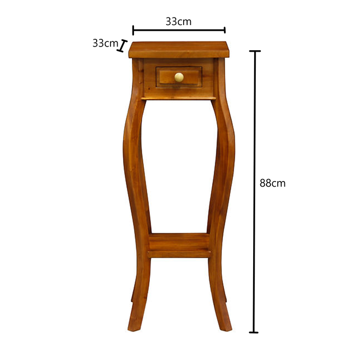 Queen Ann 1 Drawer Cabriol Leg Plant Stand, Light Pecan