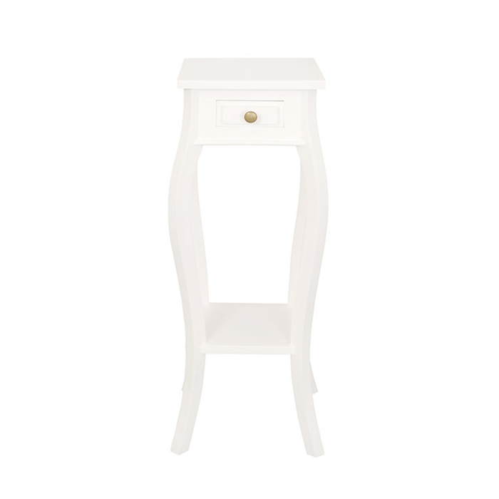 Queen Ann 1 Drawer Cabriol Leg Plant Stand, White