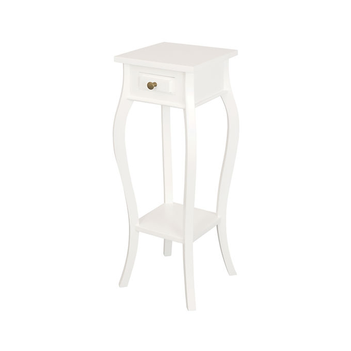 Queen Ann 1 Drawer Cabriol Leg Plant Stand, White