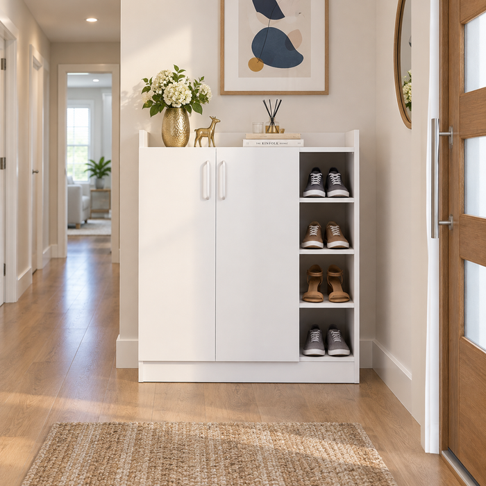 Remo Shoe Cabinet White FULLY ASSEMBLED