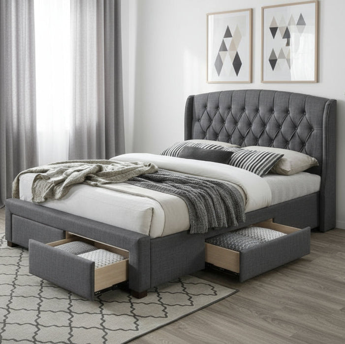 Kingston Queen Bed in Dark Grey