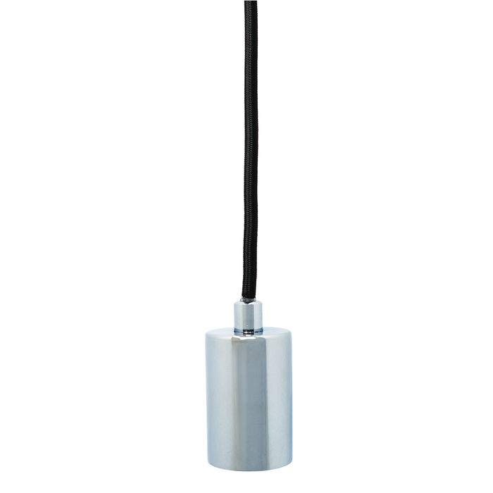 Chrome Ceiling Pendant Lamp Light with Fabric Cable - Black