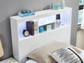 Victoria King Single Bed with Gas Lift Storage, White