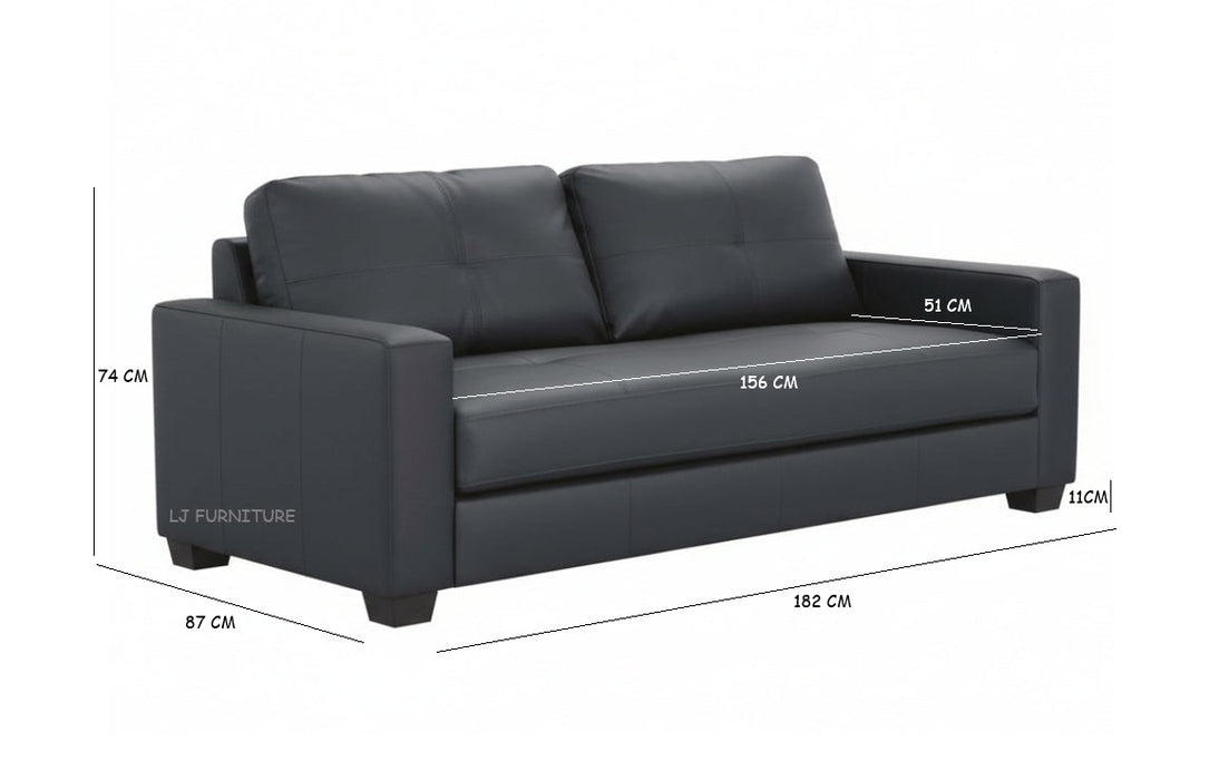 3 Seater Bianca Faux Leather Sofa - Fire Resistant