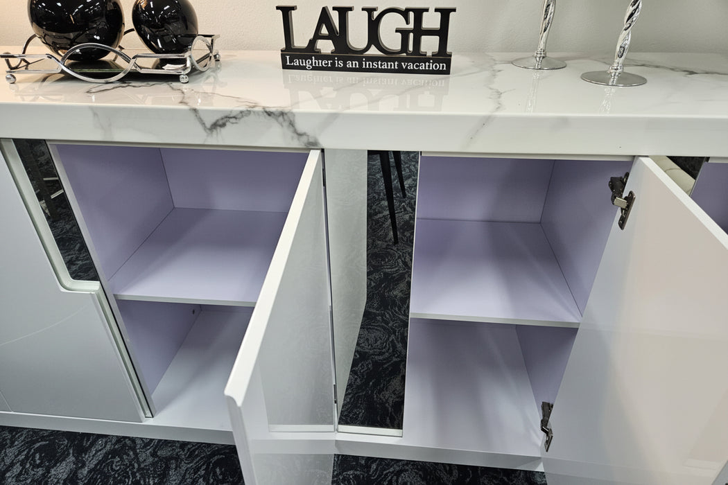 Carmela White Sideboard with Marble Top 200cm