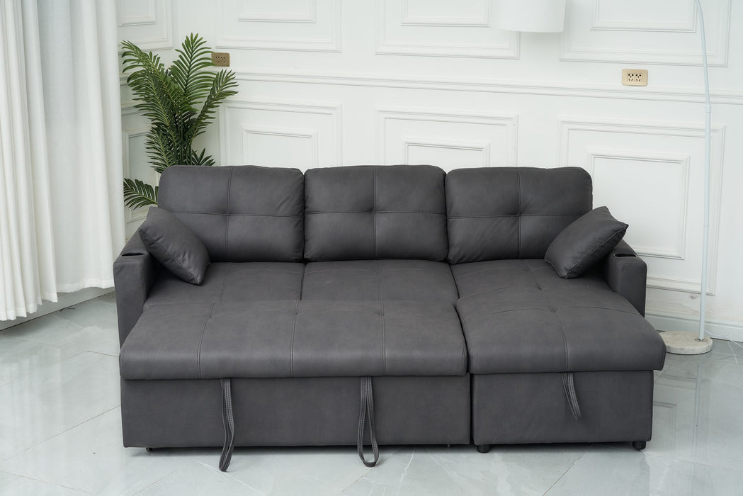 Dark Grey Roma 3 Seater Sofa Bed with Reversible Chaise