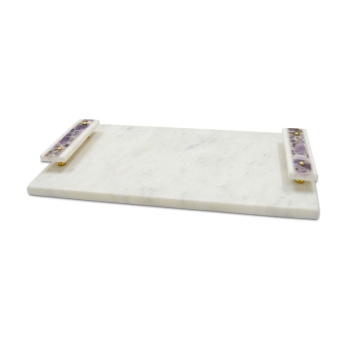 Tray White Marble With Handle