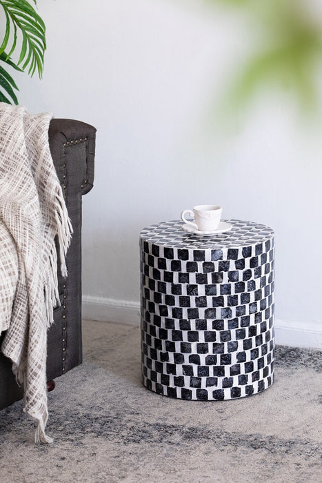 Capiz Black and White Stool