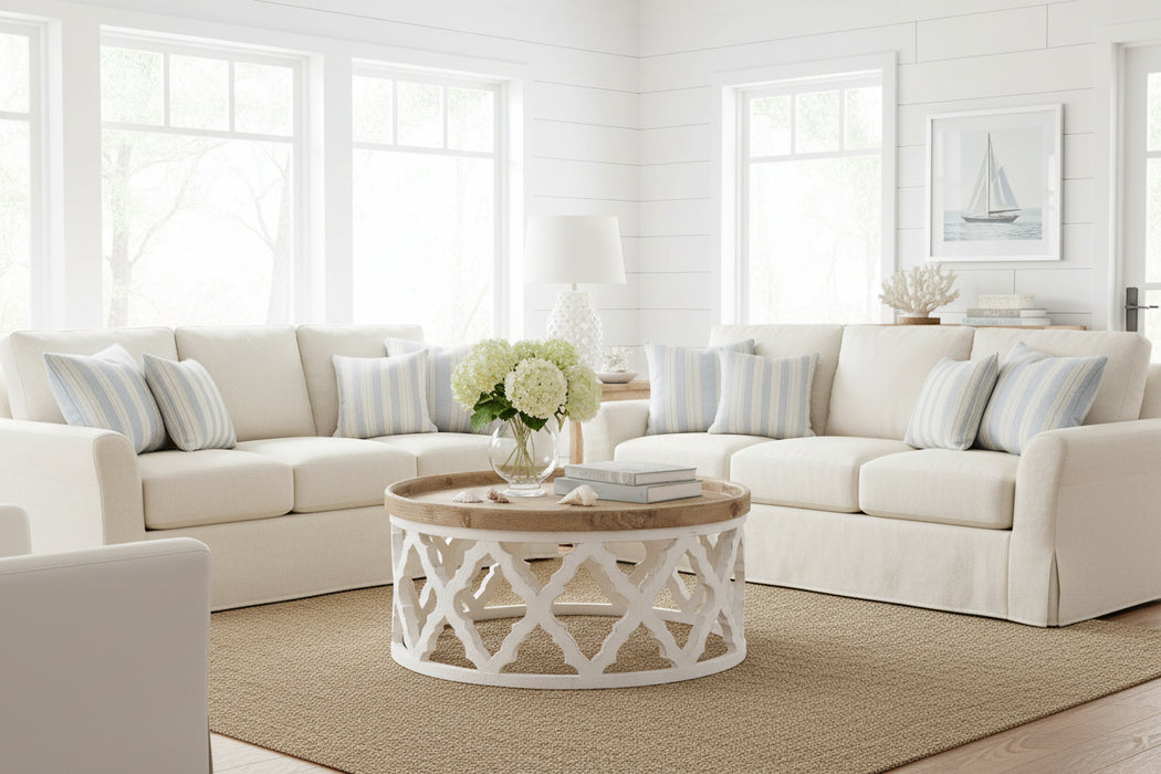 Hamptons Dutch Wooden Round Coffee Table 81 cm