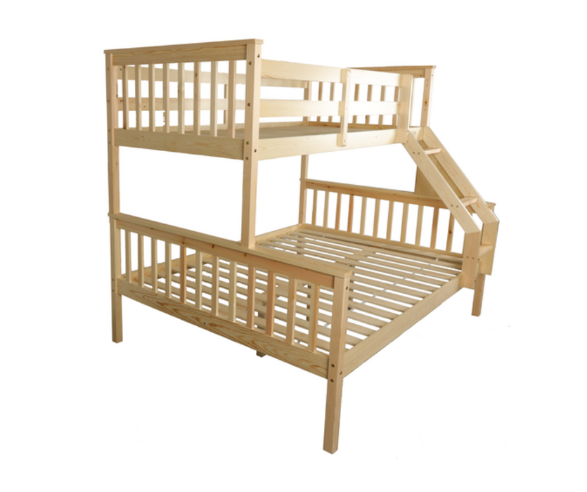 Glebe Pine Wood Single Over Double Bunk Bed