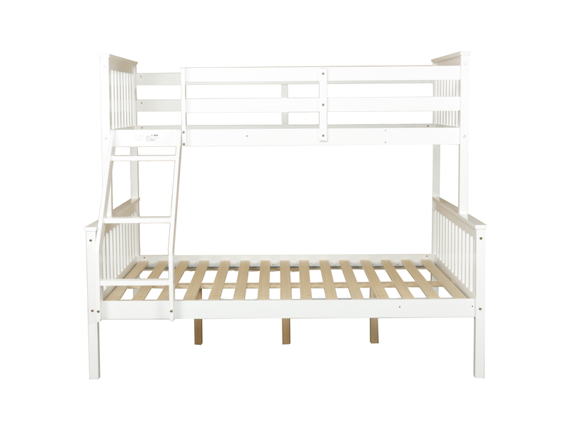 Glebe Pine Wood Single Over Double Bunk Bed, White