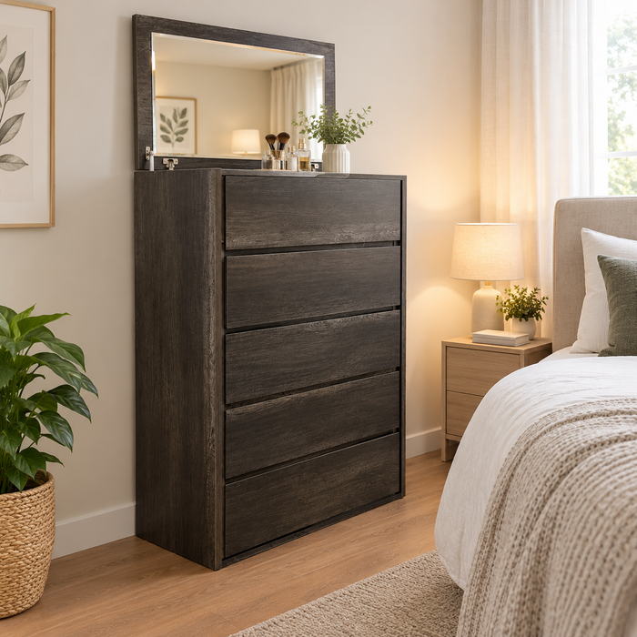 Sutton Charcoal Chest of Drawer Tallboy with Storage Tallboy - Sydney
