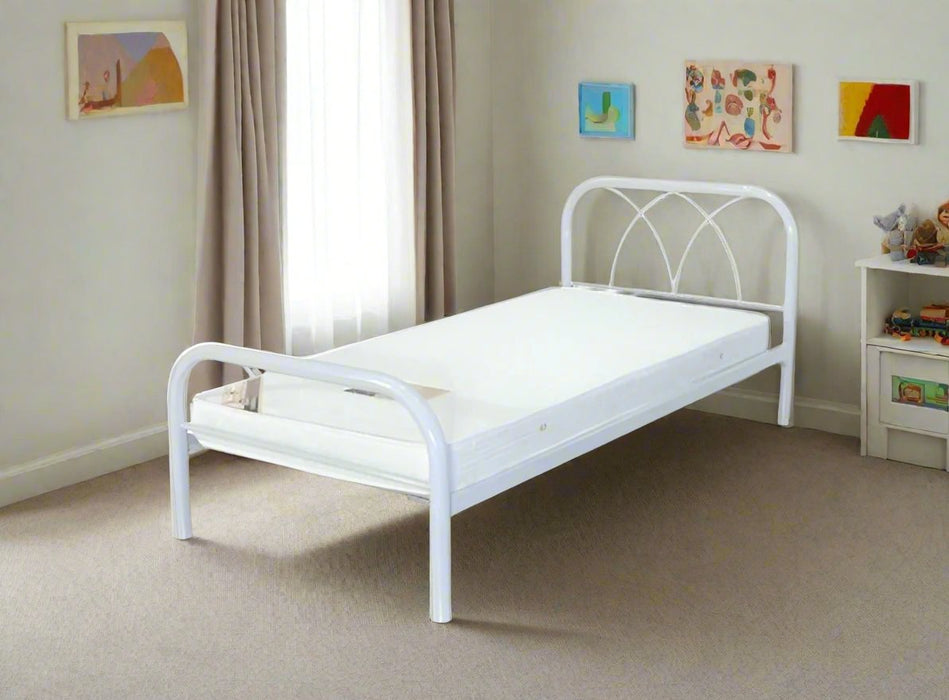 White Monica Metal Bed Frame