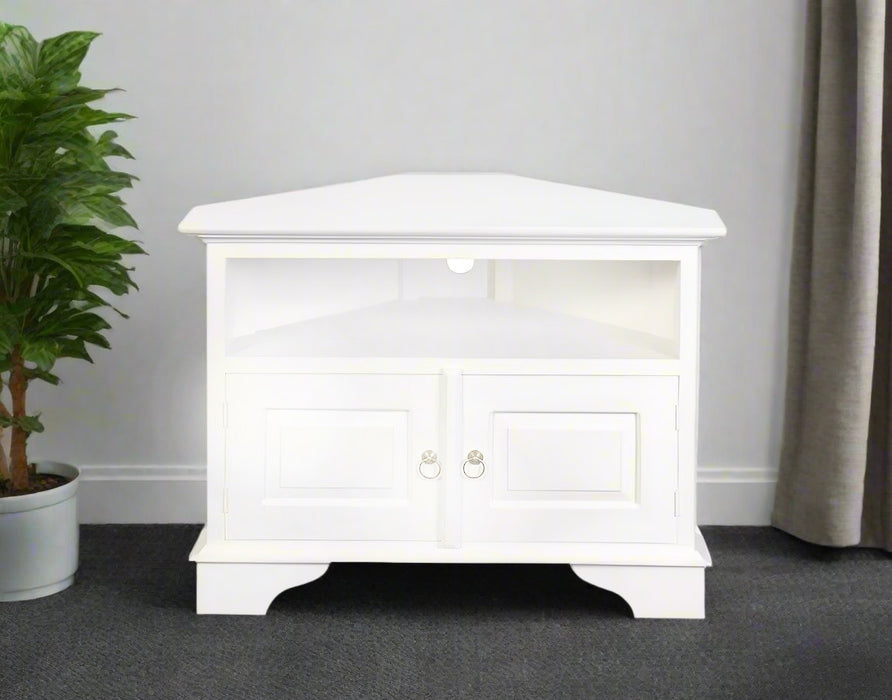 Corner White Corner Tv Stand- Tasman