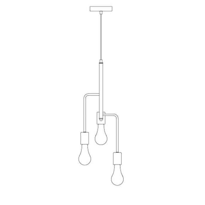 Rohan 3 Tubular Suspension Pendant Light - Satin Chrome