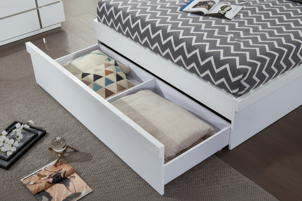 Noosa Storage Gas Lift Queen Bed White