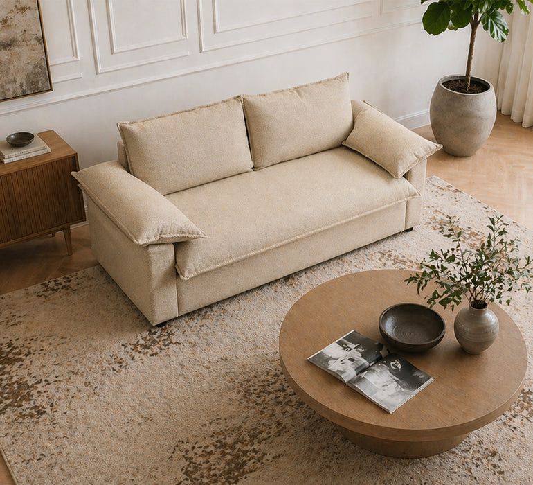 Casabela Beige 2.5 Seater Pull out Sofa Bed with Double Mattress