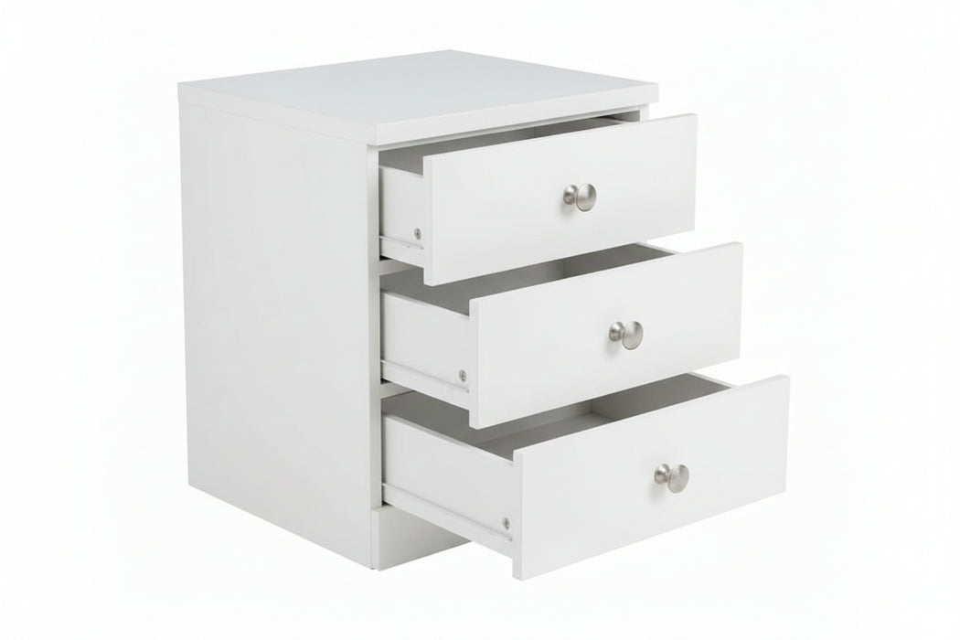 Leo 3 Drawer Bedside Gloss White