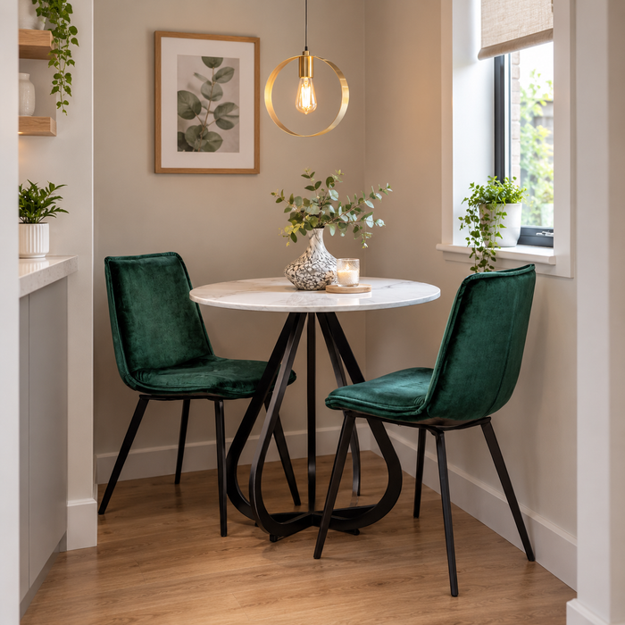 Moorgate Round Dining Table Black White Top 90cm / Sydney