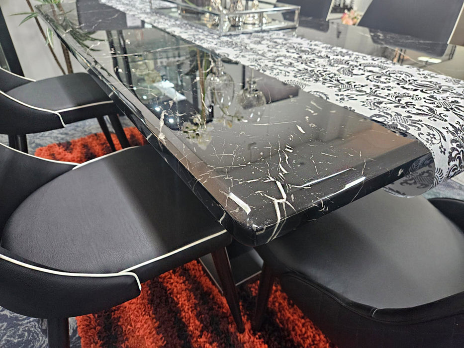 6 Seater Brighton Marble Dining Table with 6 Chairs Set