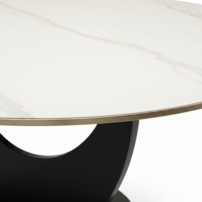 Modern Porcelain Marble Textured Oval Coffee Table