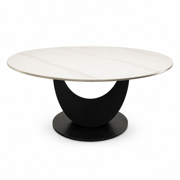 Modern Porcelain Marble Textured Oval Coffee Table