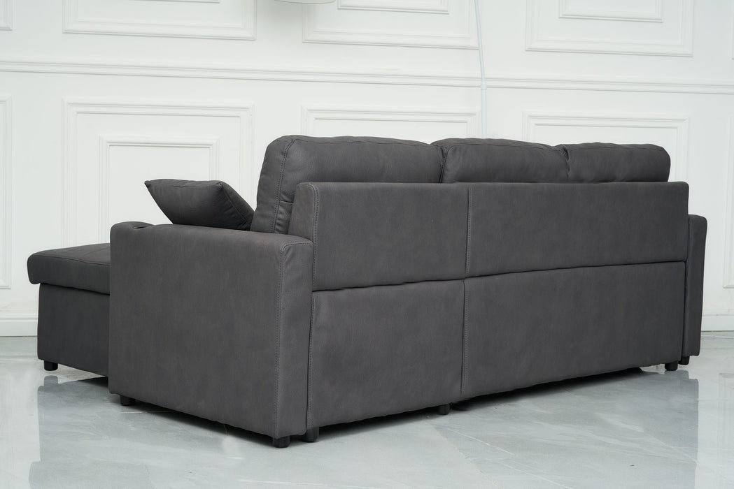 Dark Grey Roma 3 Seater Sofa Bed with Reversible Chaise