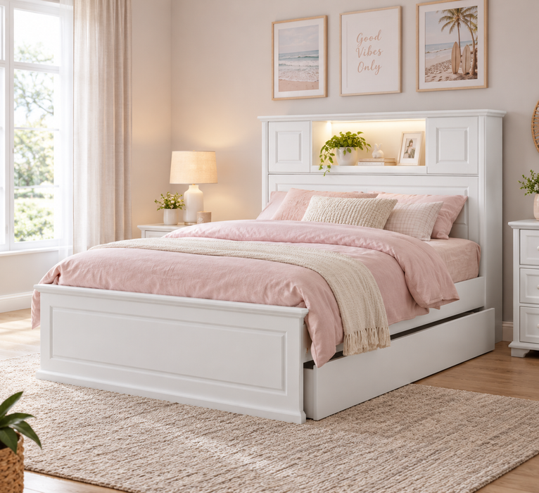 Davinci King Single Storage Bed White