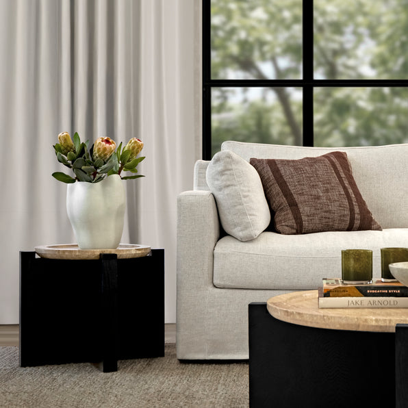 Portland Round Travertine Coffee Table