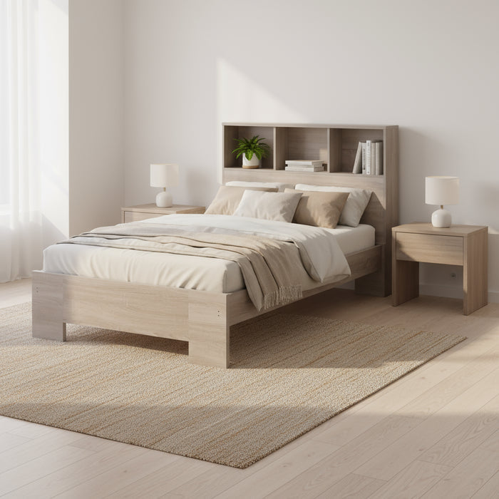Bendigo Bookcase King Single Bed - Light Oak