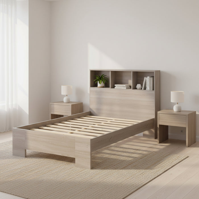 Bendigo Bookcase King Single Bed - Light Oak