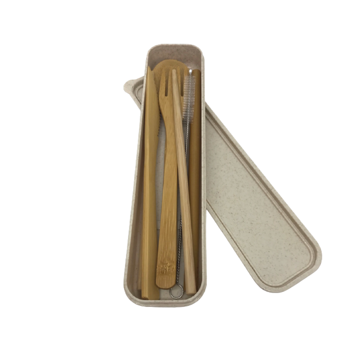 Eco Friendly Bamboo Cutlery 7 Piece Set with New Wheat Box