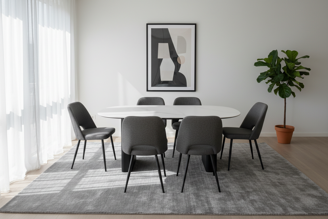 Nellie 7 Piece Dining Dining Set with Dark Grey Chairs