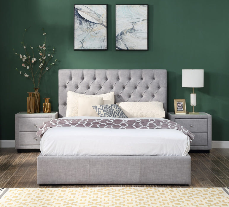 Camden King Upholstered Bed Frame Light Grey Beige