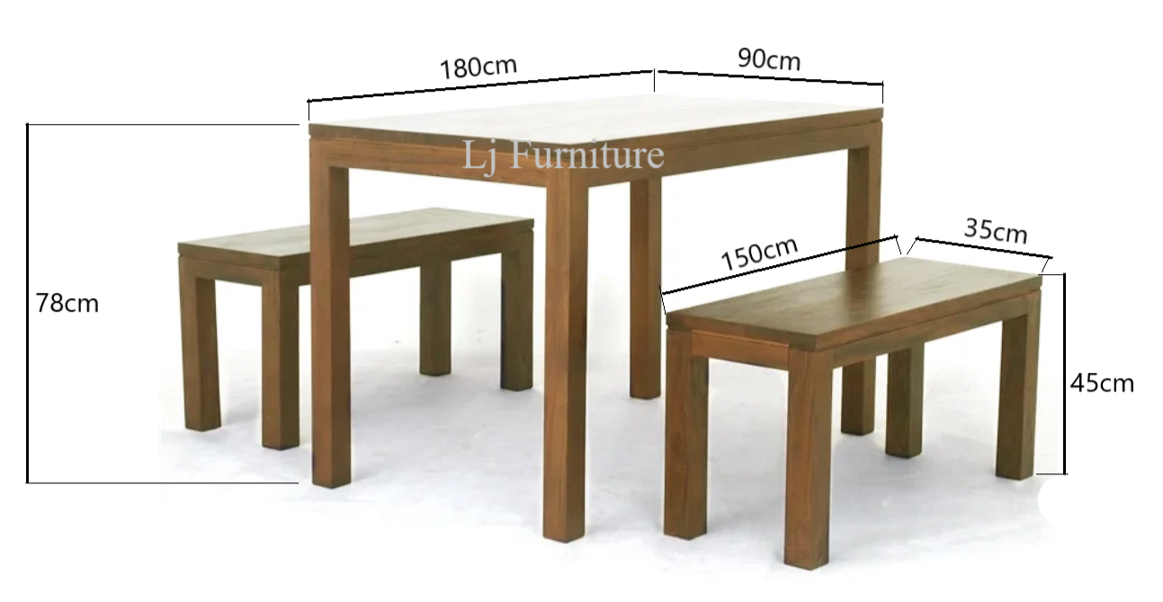 Amsterdam 1.8m Solid Mahogany Wood Dining Table Set - Light Pecan