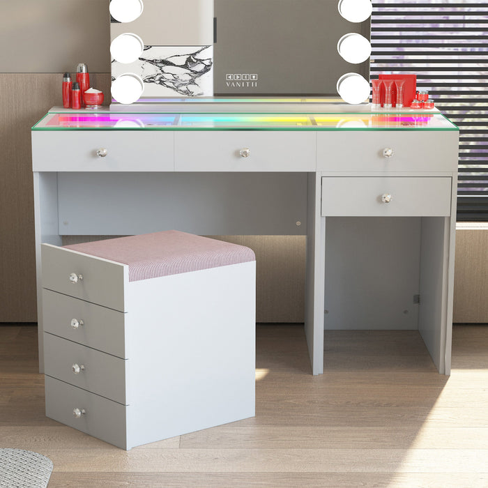 White Dresser with Lights